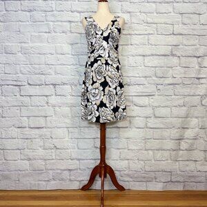 Carla Mink Black Floral Knee-Length Dress